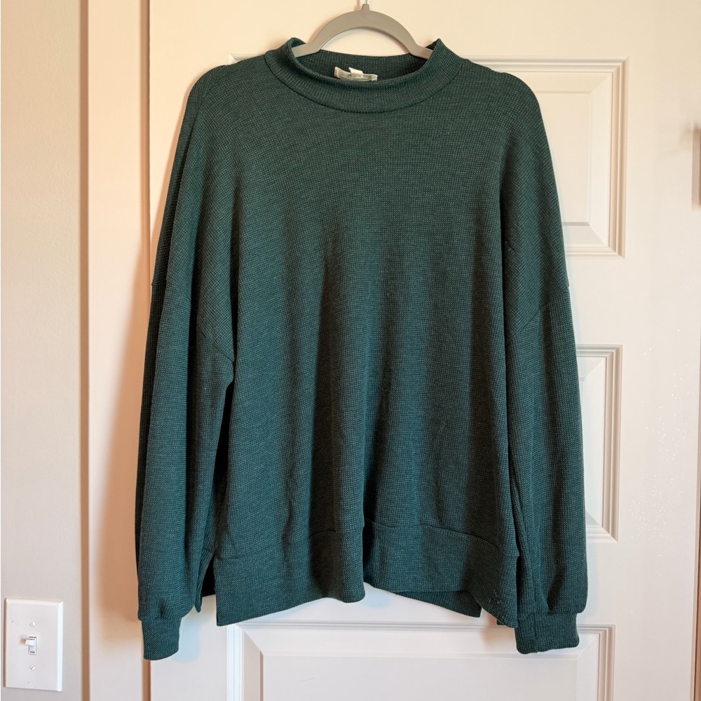 Worn once! Dark Green mock neck top. Large